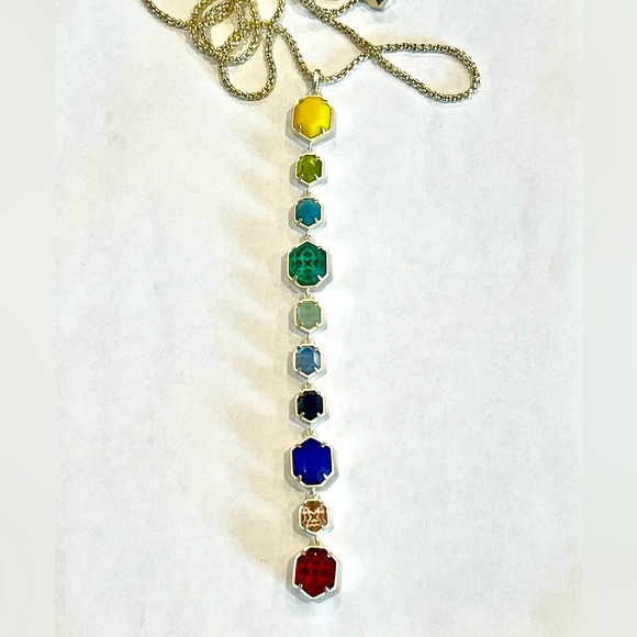 NWT Kendra Scott Darrell Necklace Ombré Stones Yellow Gold STUNNING & Amazing! - Picture 3 of 17